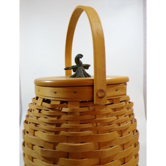 Longaberger 2000 October Fields Basket Handcrafted Wooden Lid Leaf design Fall - Picture 11 of 14